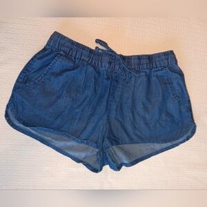 Vans Blue Jean Shorty Shorts Elastic Waistband Relaxed Fit - Small